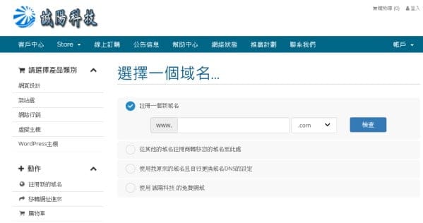 選擇一個域名